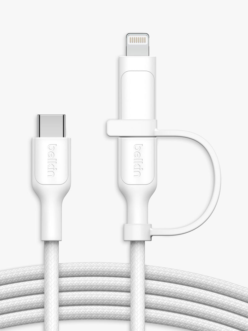 Belkin 2-in-1 USB-C Lightning cable white 1.5m, imported from the UK