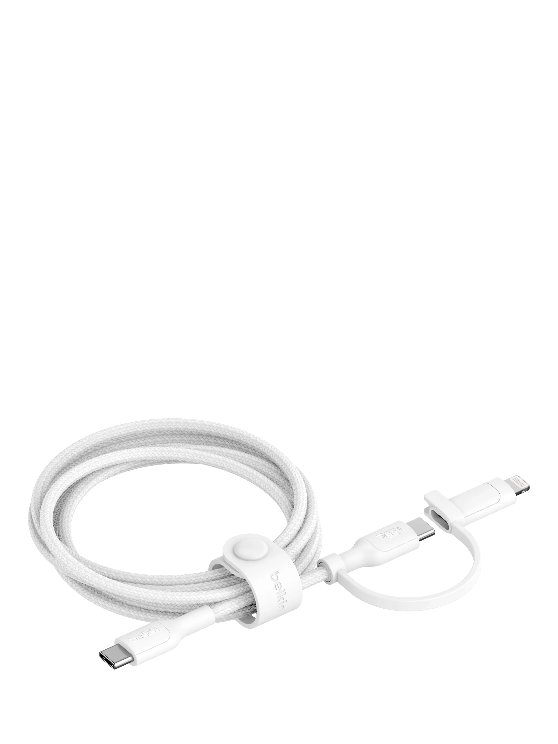 Belkin 2-in-1 USB-C Lightning cable white 1.5m, imported from the UK