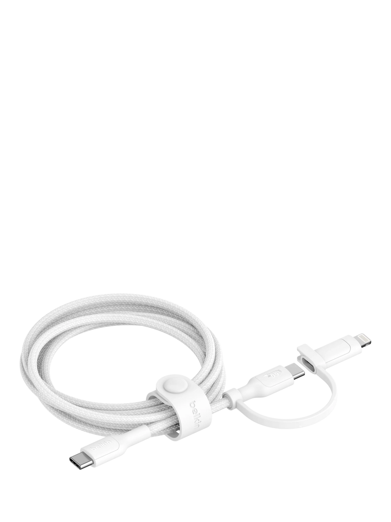 Belkin 2-in-1 USB-C Lightning cable white 1.5m, imported from the UK