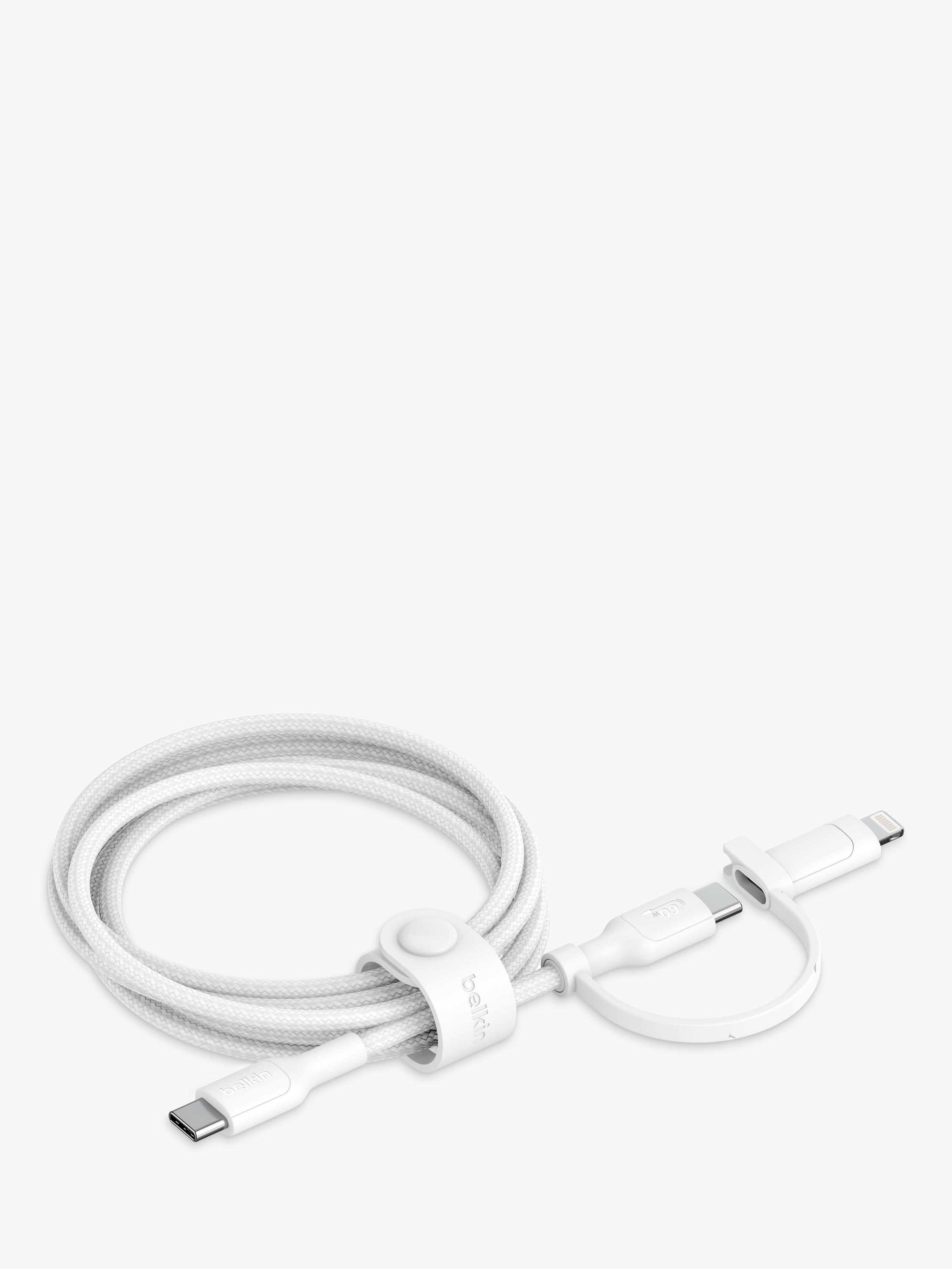 Belkin 2-in-1 USB-C Lightning cable white 1.5m, imported from the UK