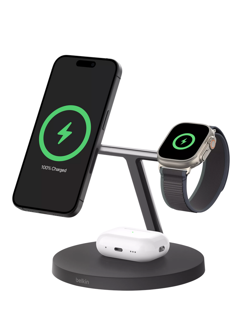 Belkin BoostCharge Pro 3-in-1 Qi2 charging stand, UK version