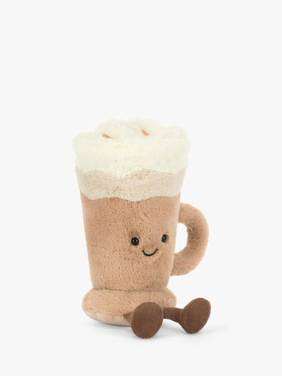 Latte-formet Mykt Plysjleketøy med Kremete Topping og Brodert Drypp