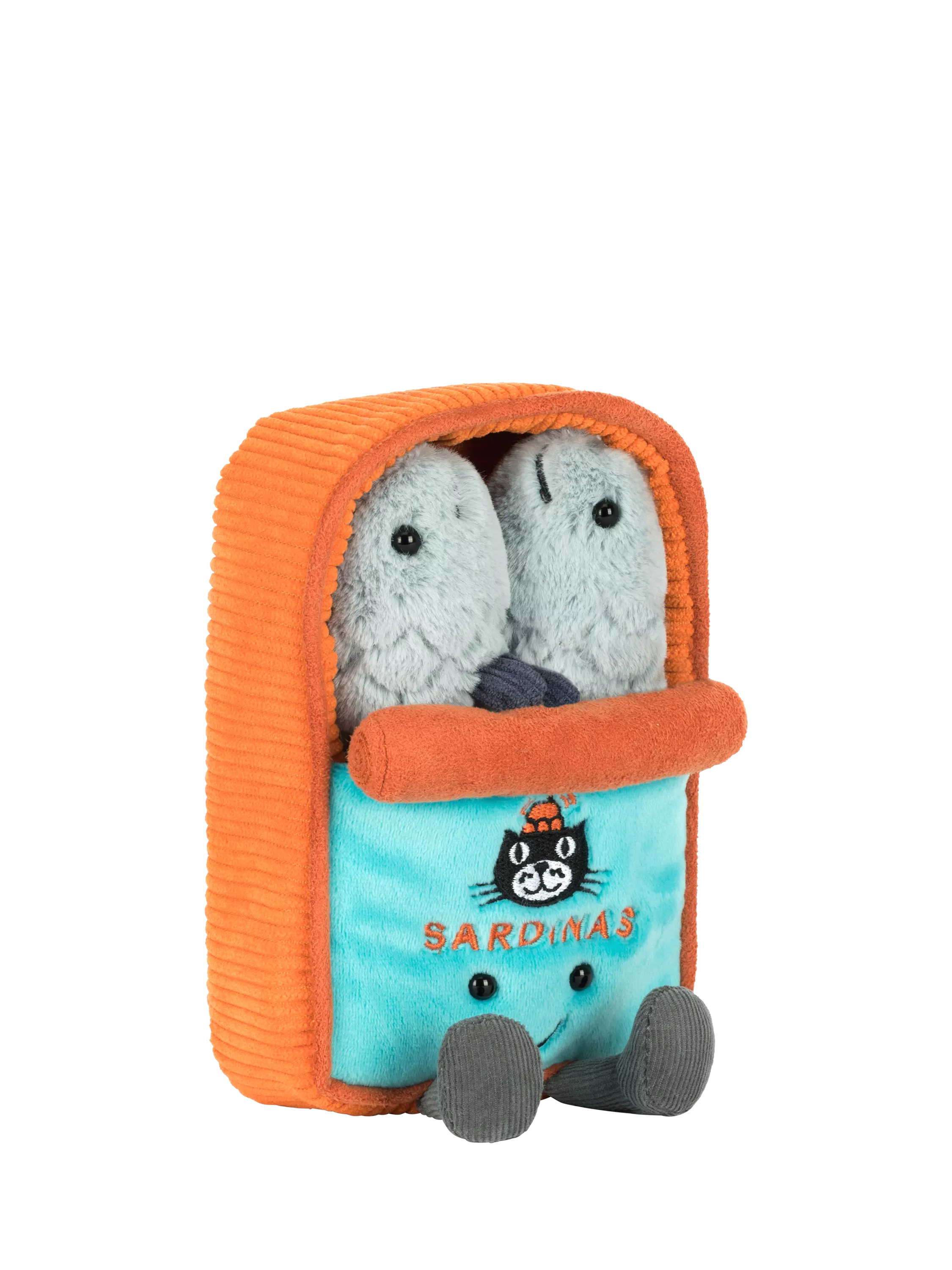 Sardine Tin Soft Toy with Two Removable Grey Sardines
