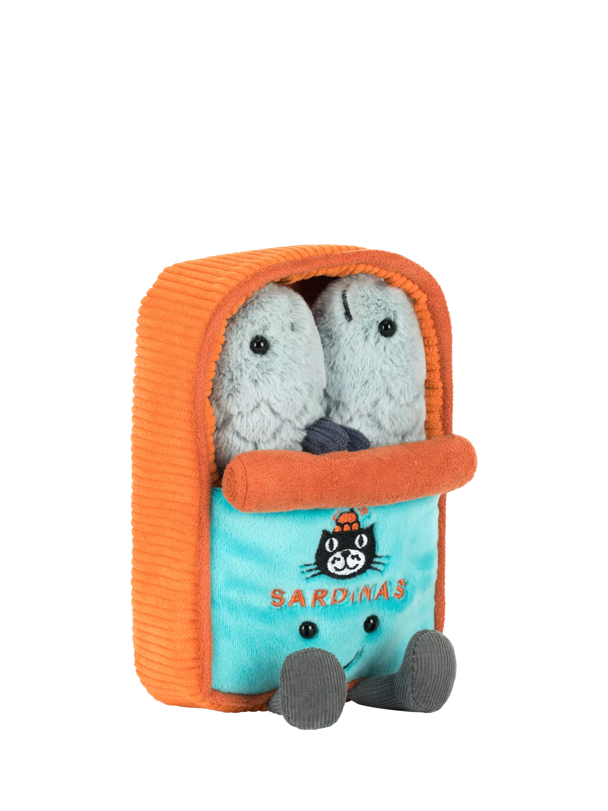 Sardine Tin Soft Toy with Two Removable Grey Sardines