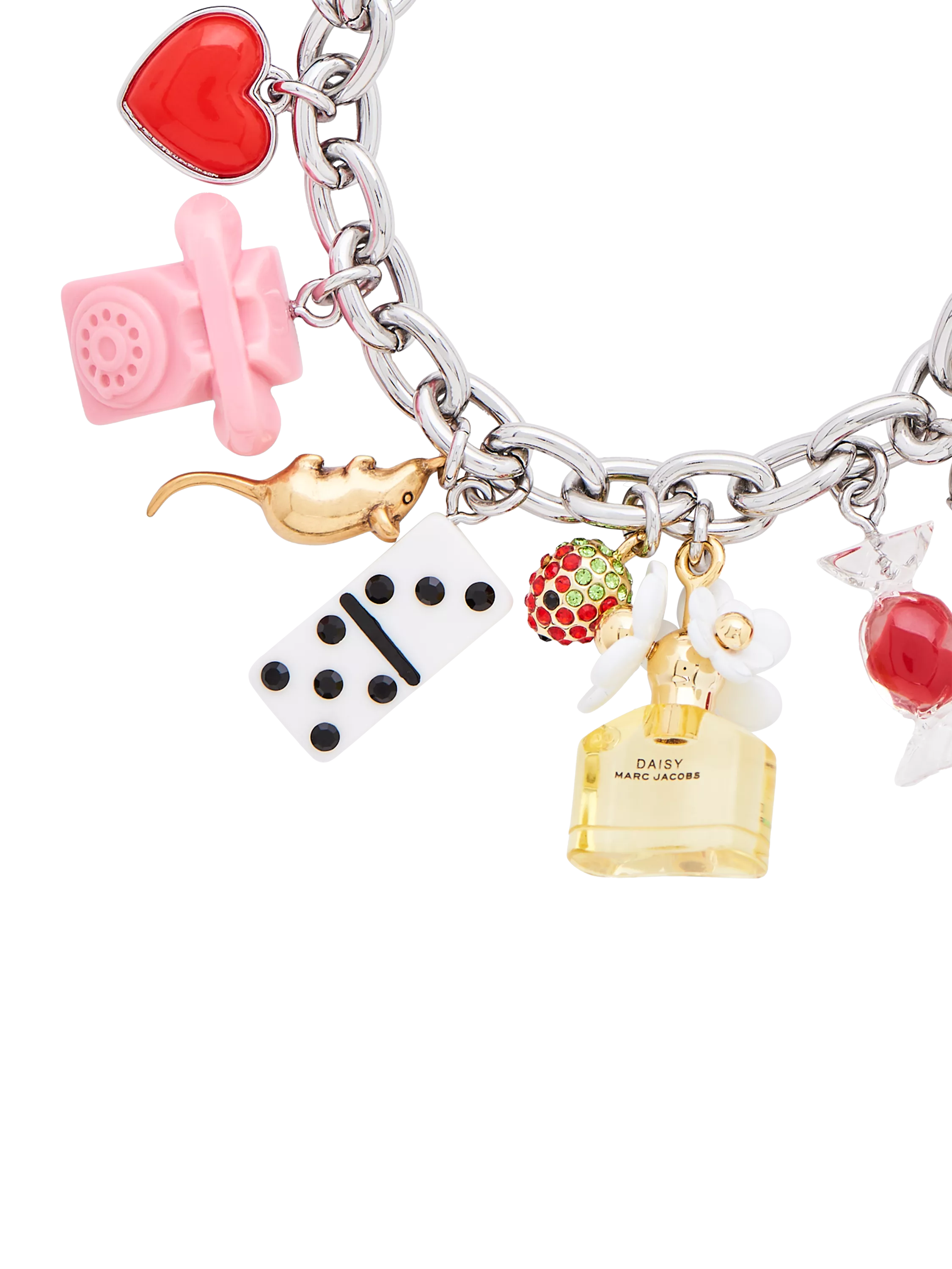 Marc Jacobs Sticker Statement bracelet silver tone multi charms (British brand)