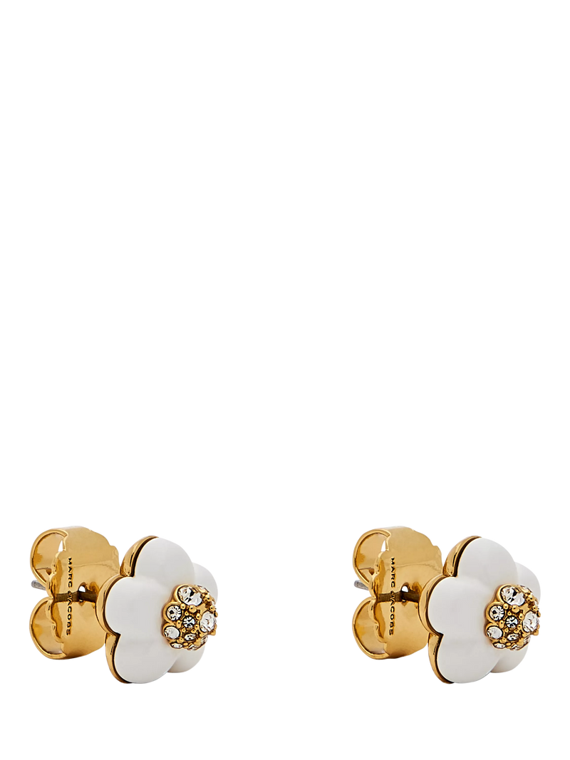 Marc Jacobs Daisy stud earrings gold white UK version