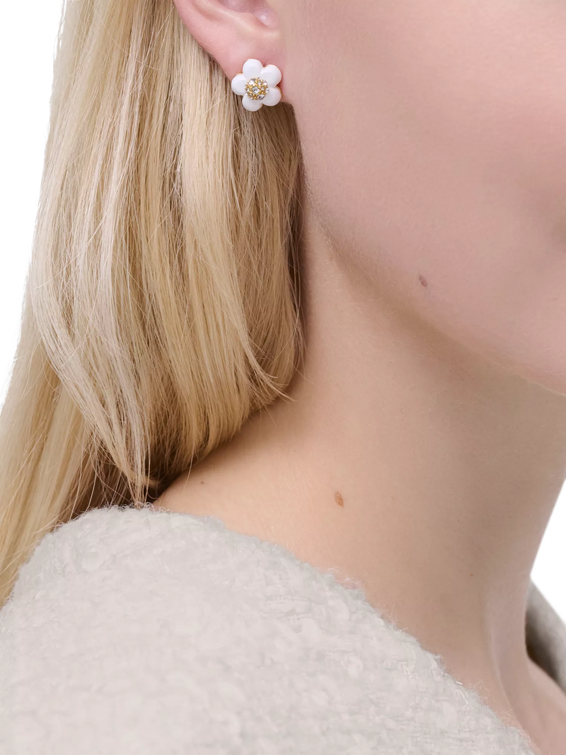 Marc Jacobs Daisy stud earrings gold white UK version