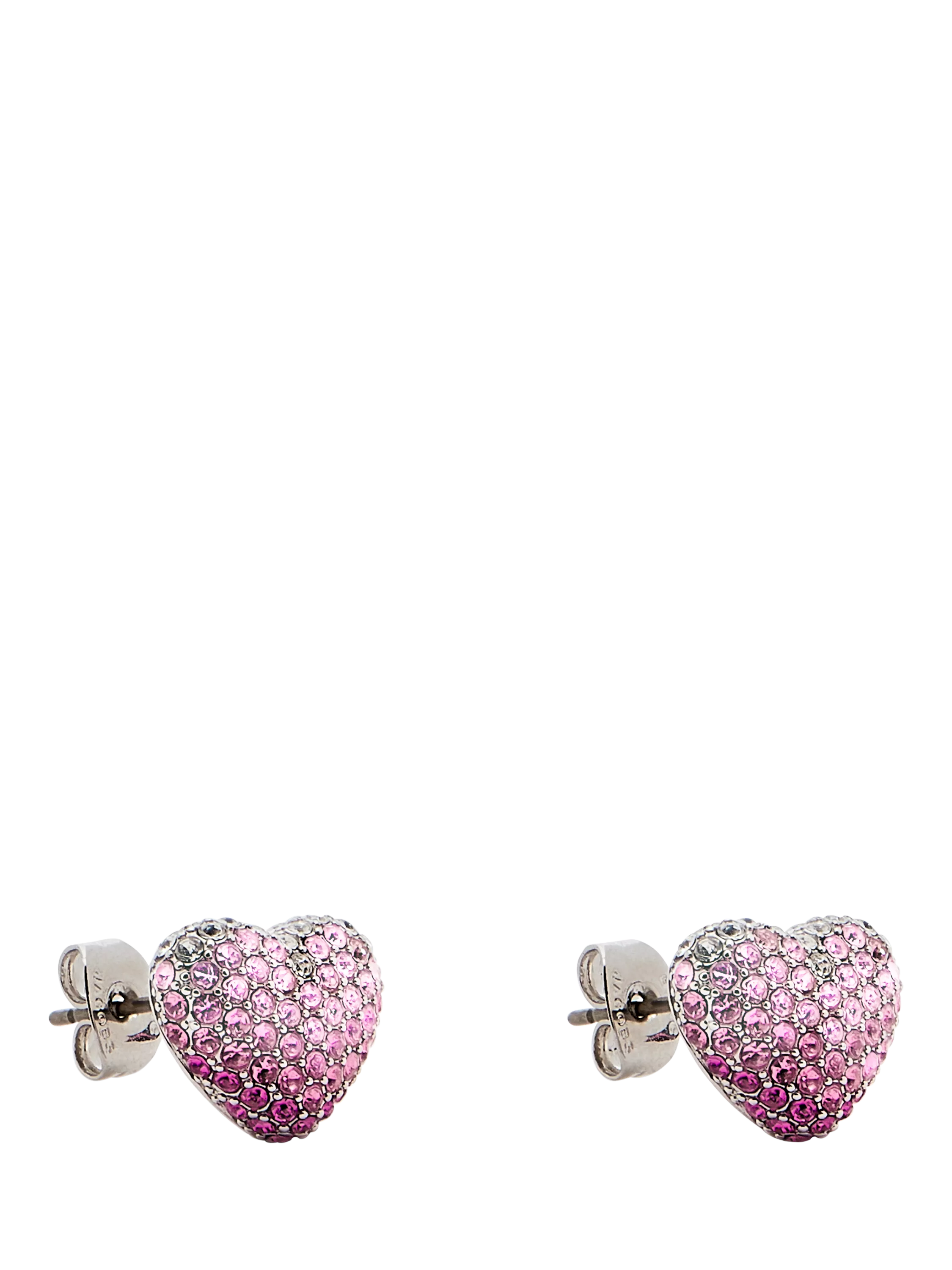 Marc Jacobs crystal heart stud earrings silver tone (British brand)