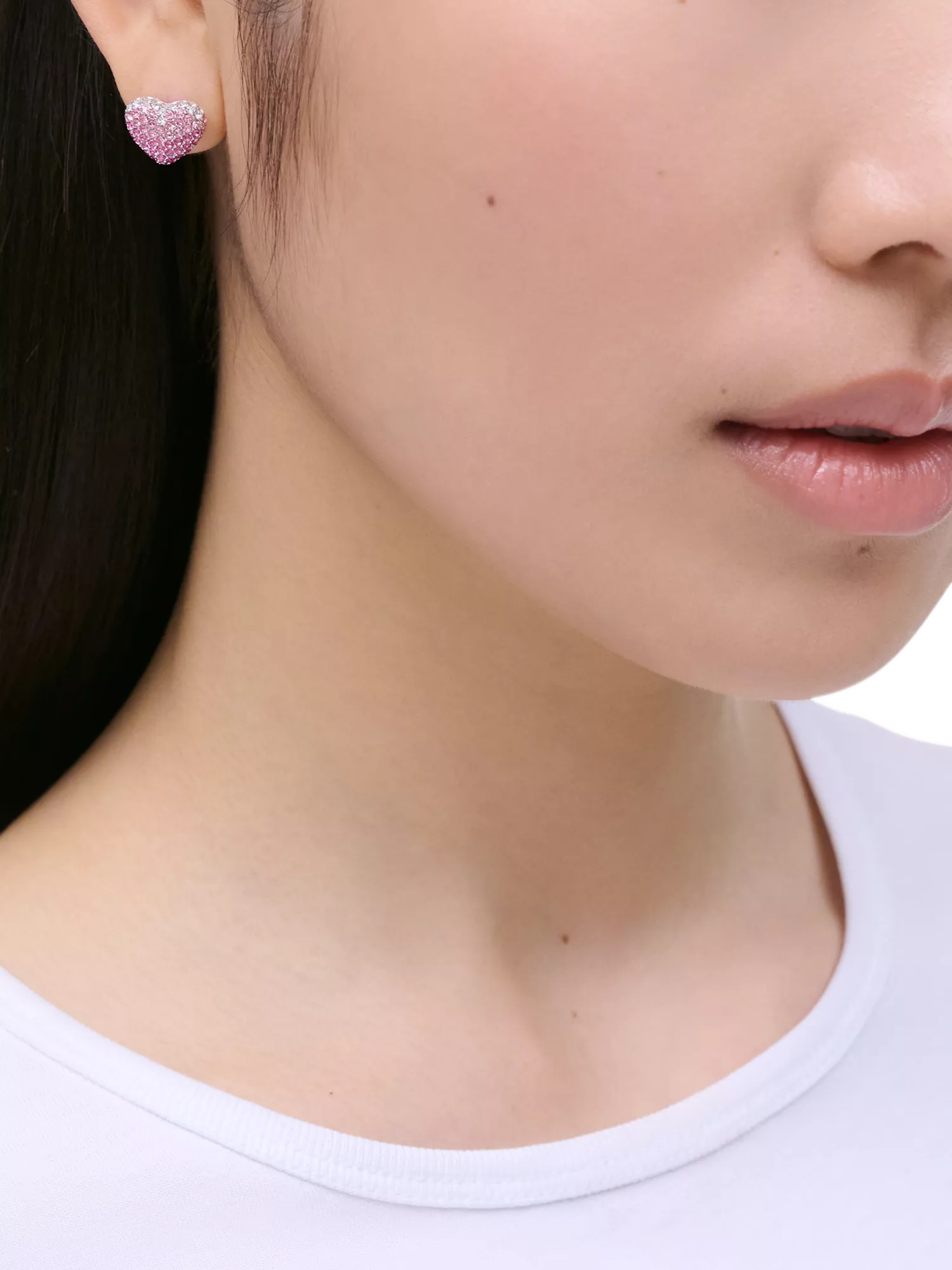 Marc Jacobs crystal heart stud earrings silver tone (British brand)