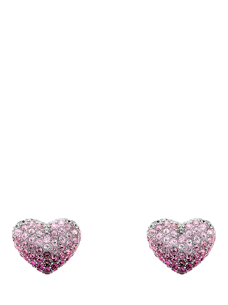 Marc Jacobs crystal heart stud earrings silver tone (British brand)