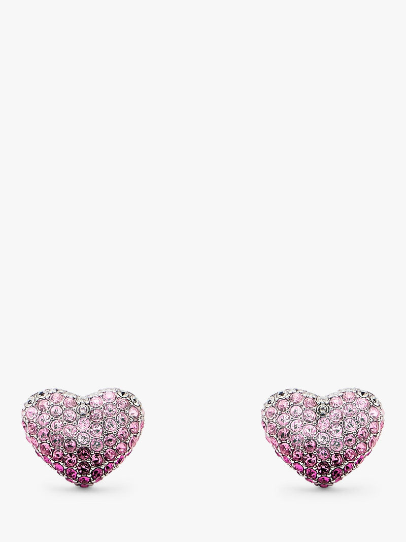 Marc Jacobs crystal heart stud earrings silver tone (British brand)