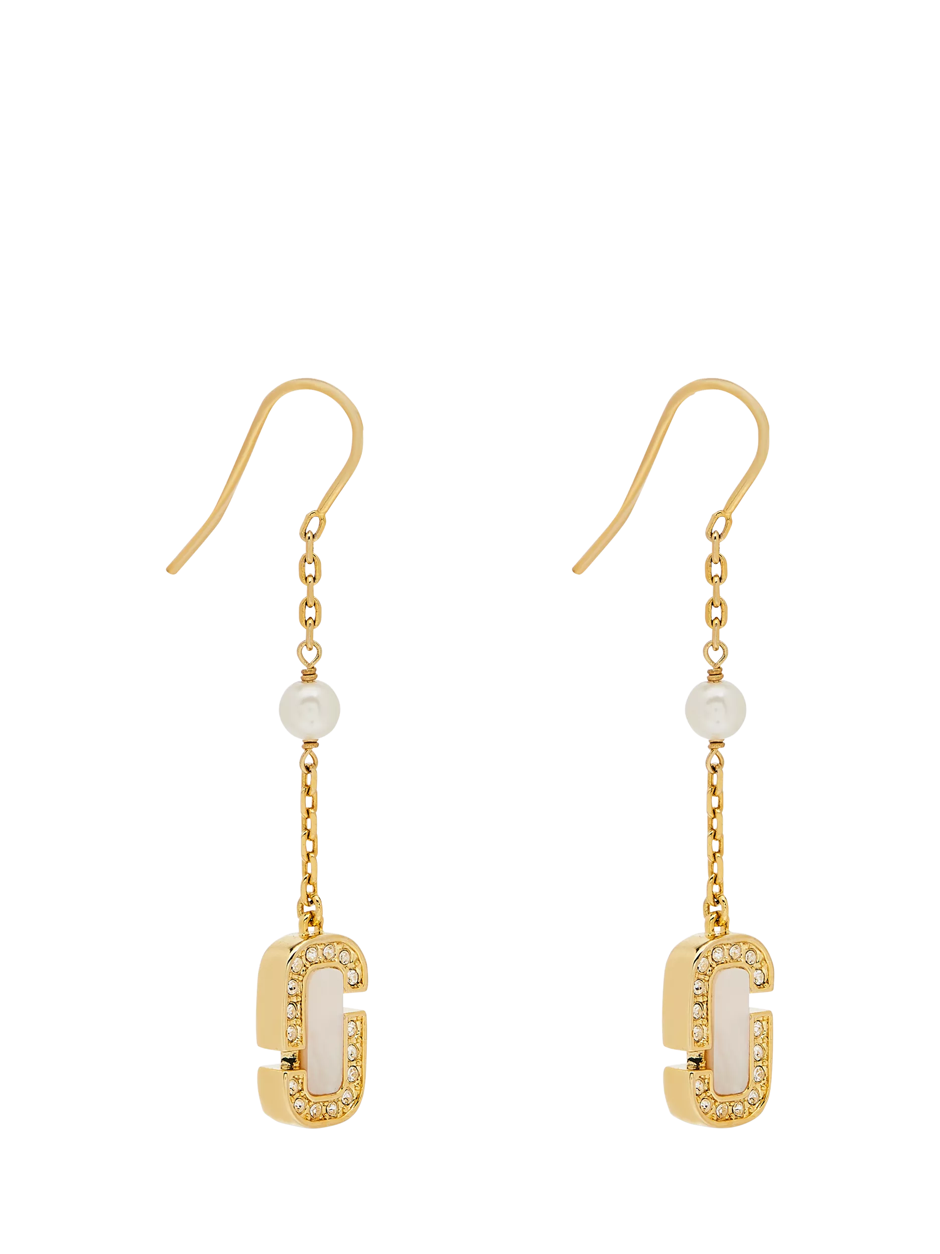 Marc Jacobs pearl drop earrings gold crystal - British product