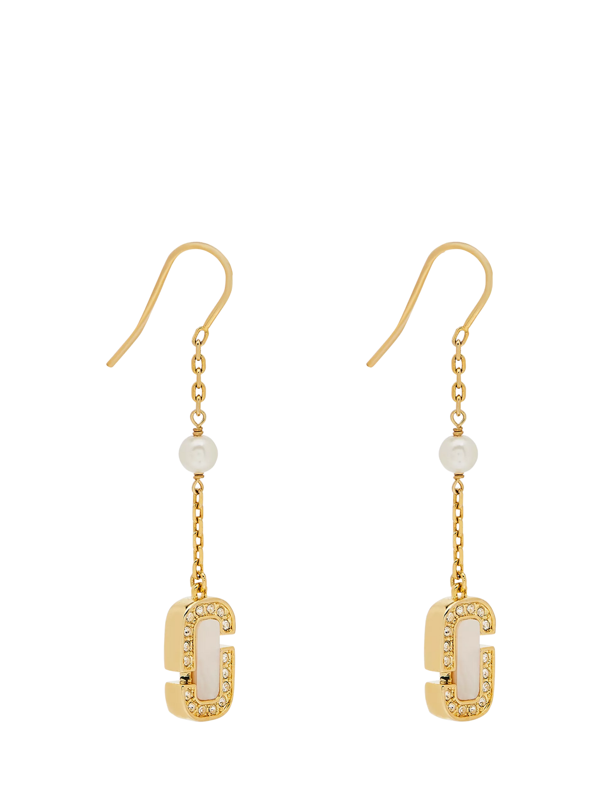 Marc Jacobs pearl drop earrings gold crystal - British product