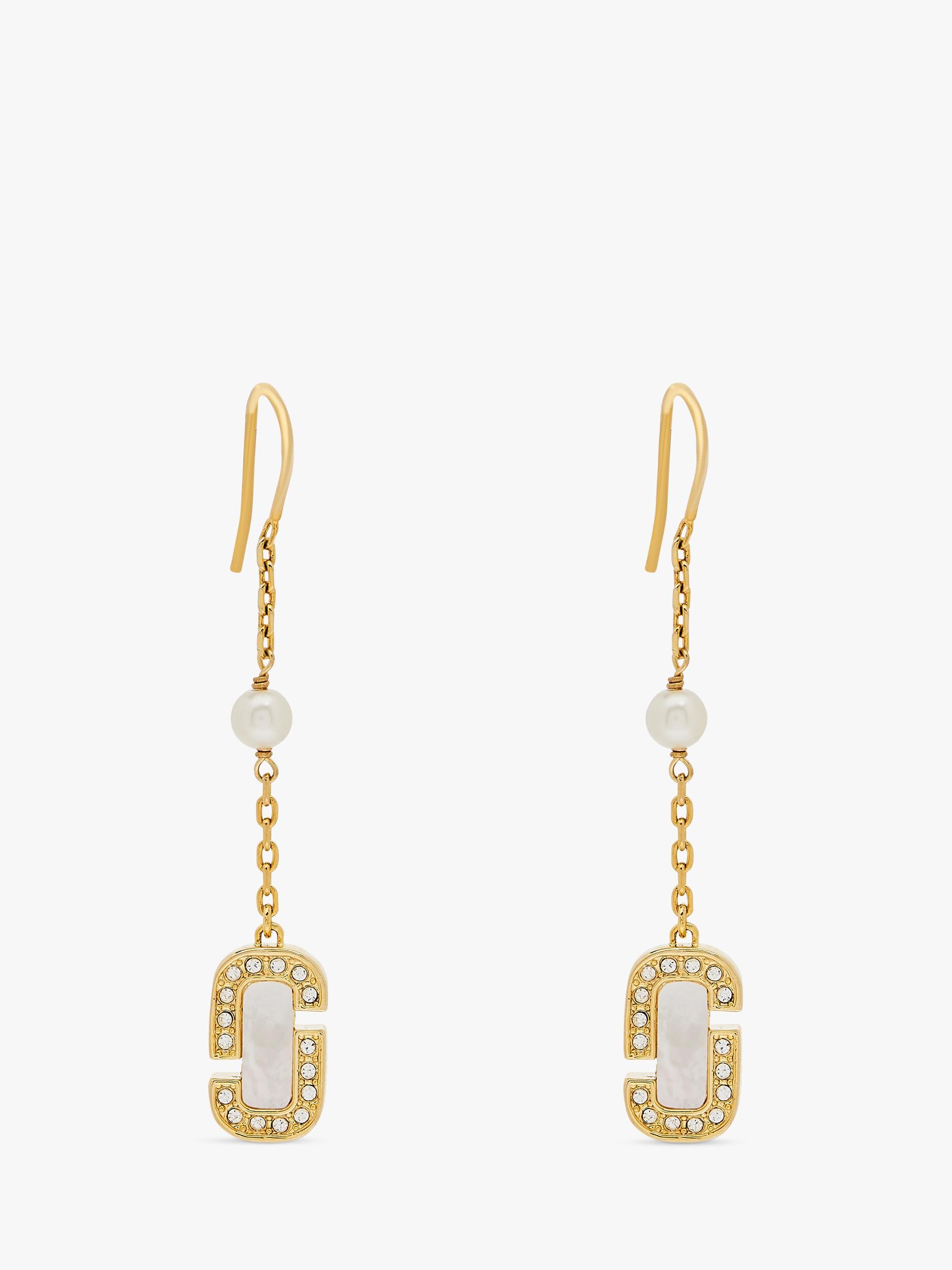 Marc Jacobs pearl drop earrings gold crystal - British product