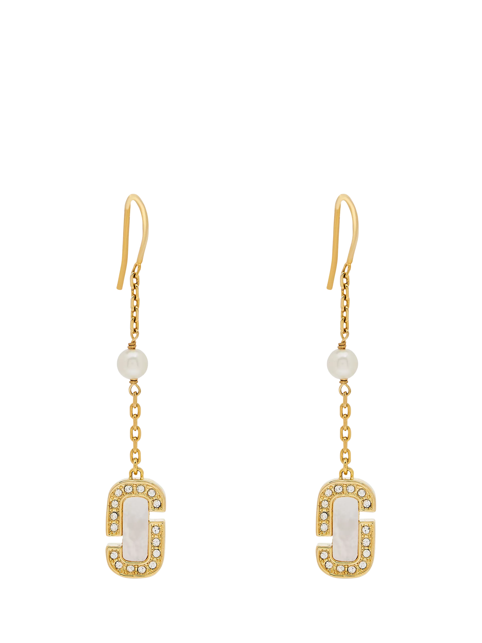 Marc Jacobs pearl drop earrings gold crystal - British product