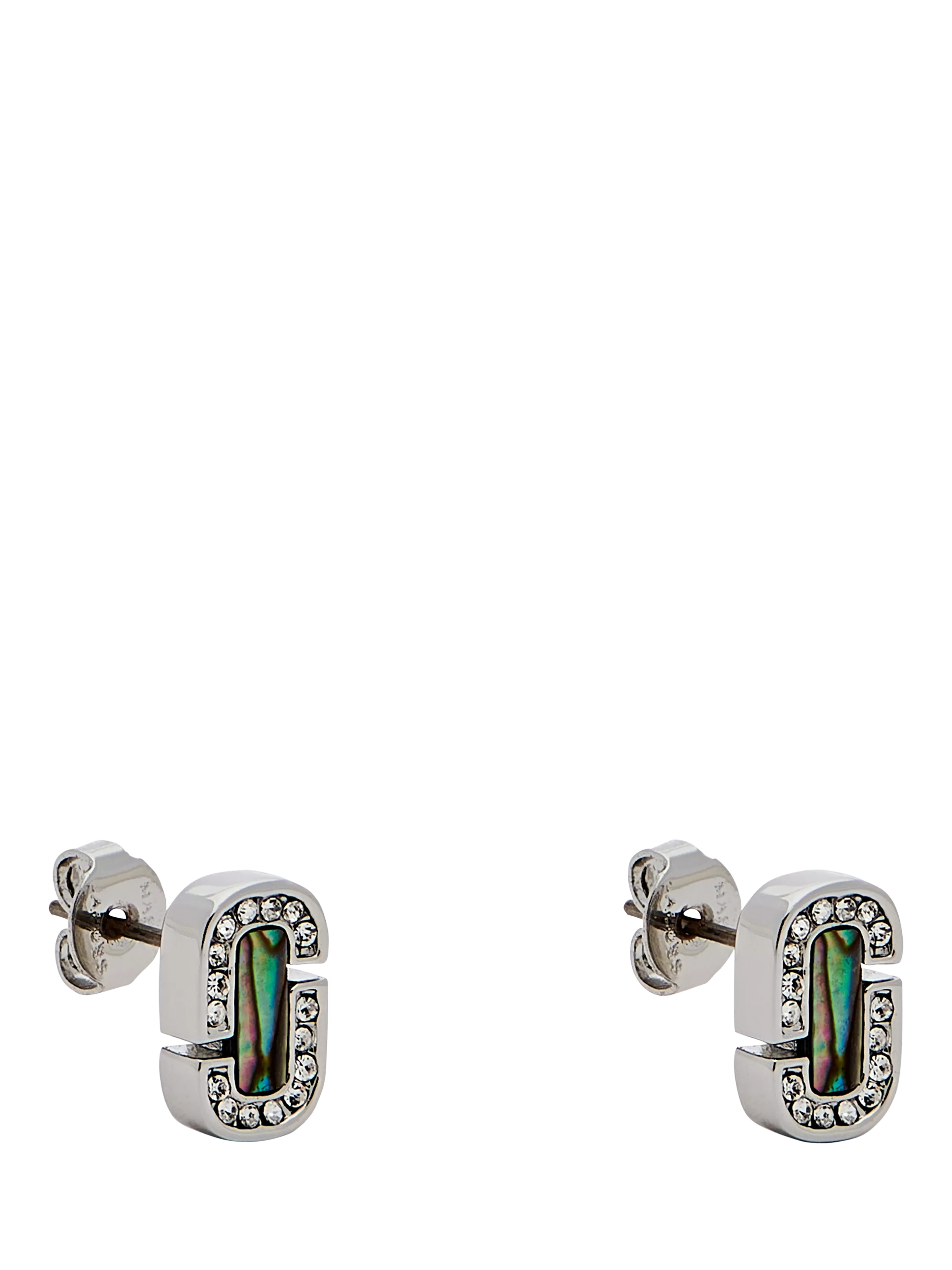 Marc Jacobs abalone glass stud earrings silver crystal (British brand)