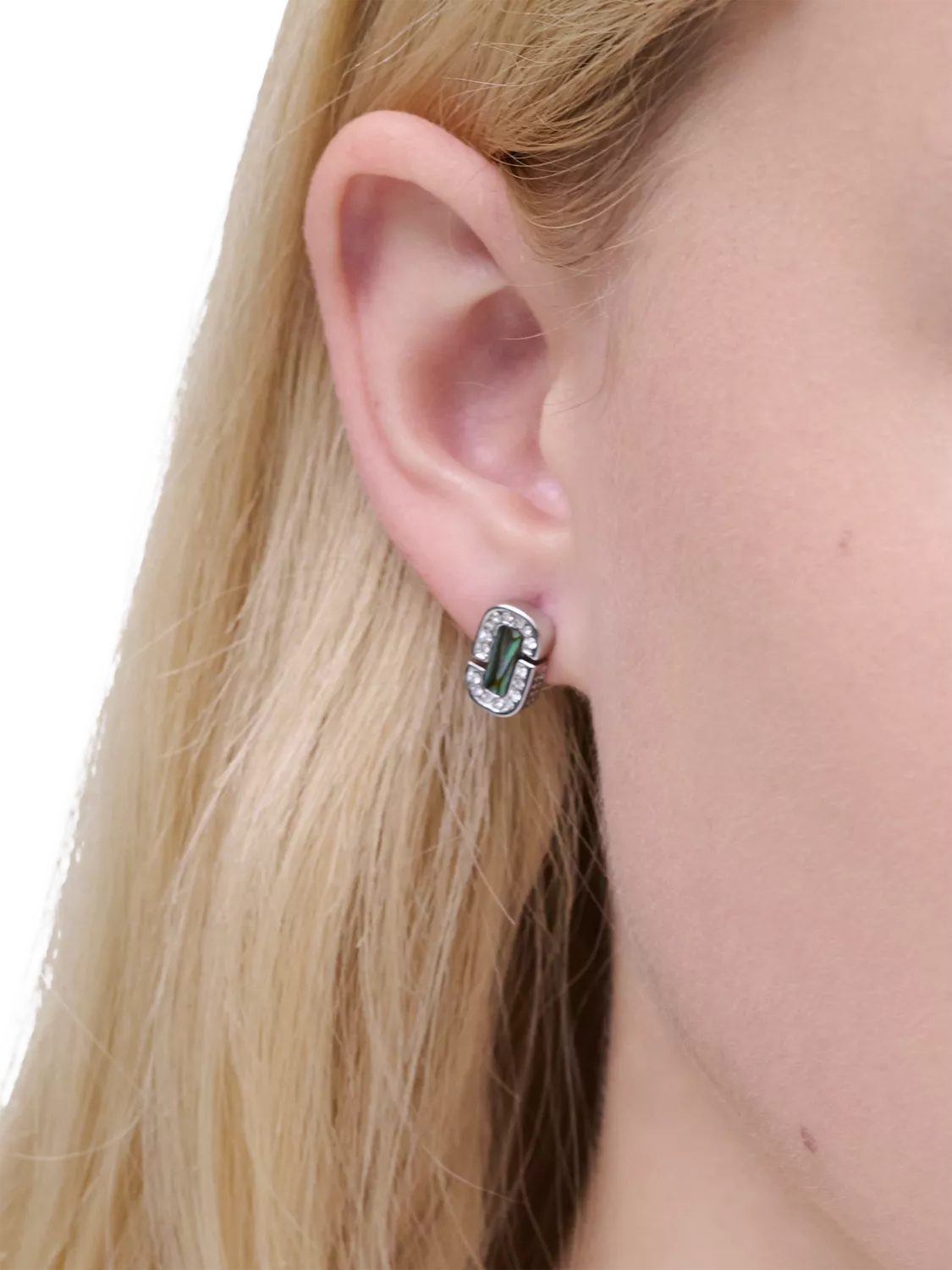 Marc Jacobs abalone glass stud earrings silver crystal (British brand)