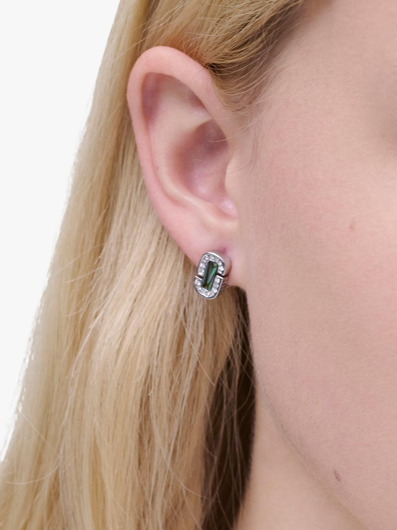 Marc Jacobs abalone glass stud earrings silver crystal (British brand)