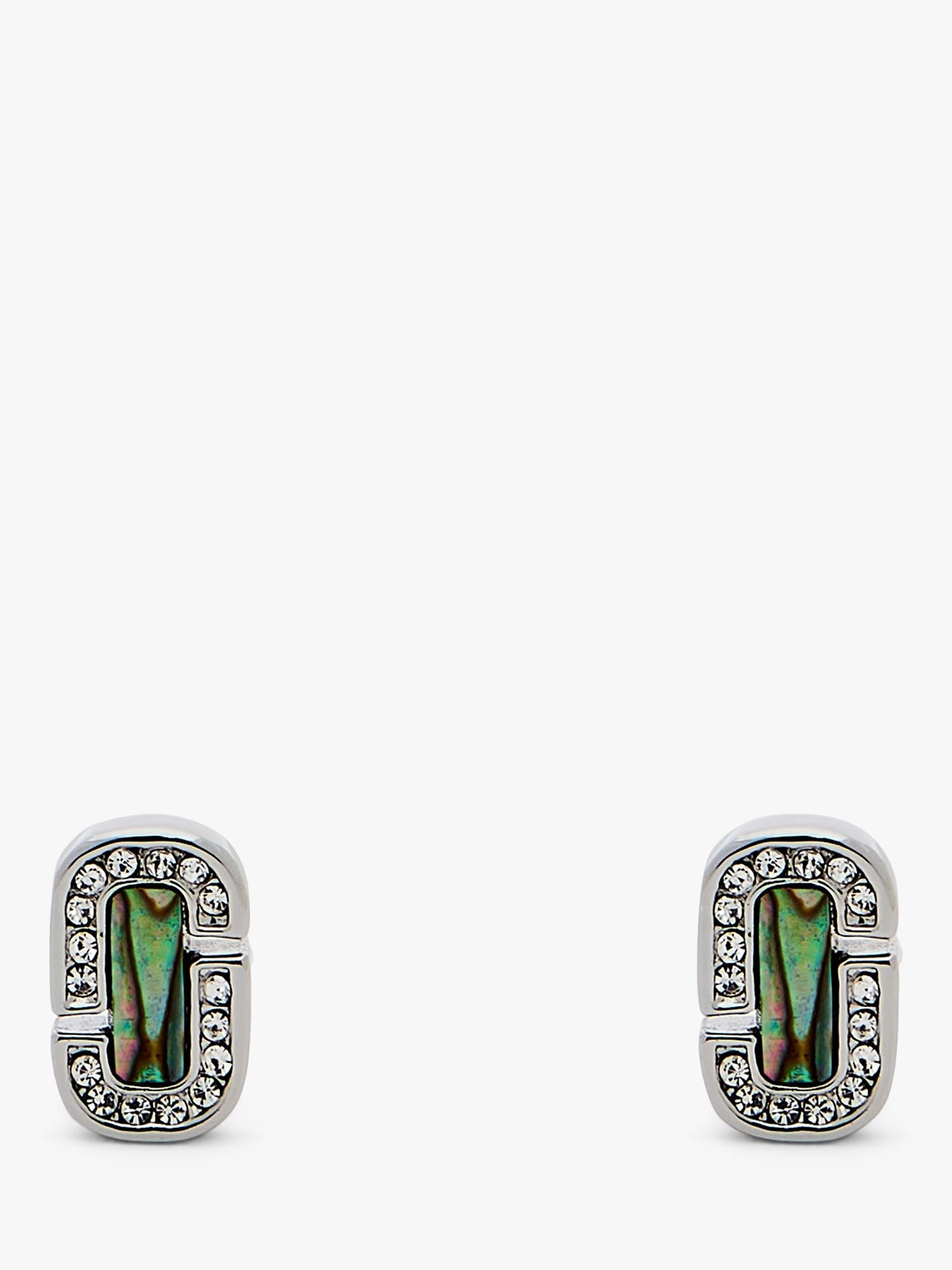 Marc Jacobs abalone glass stud earrings silver crystal (British brand)