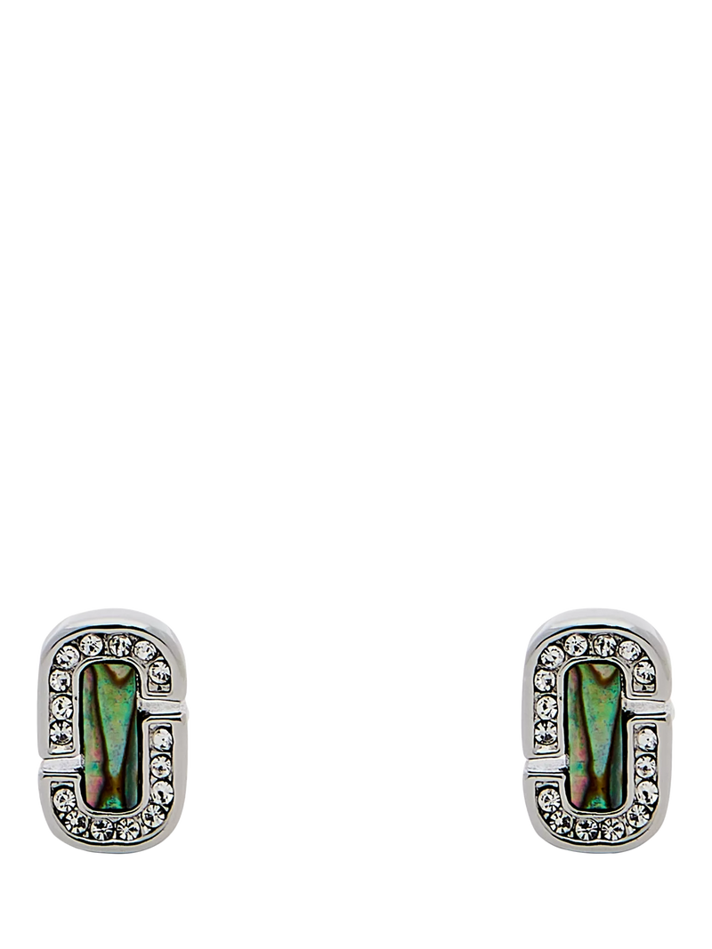 Marc Jacobs abalone glass stud earrings silver crystal (British brand)