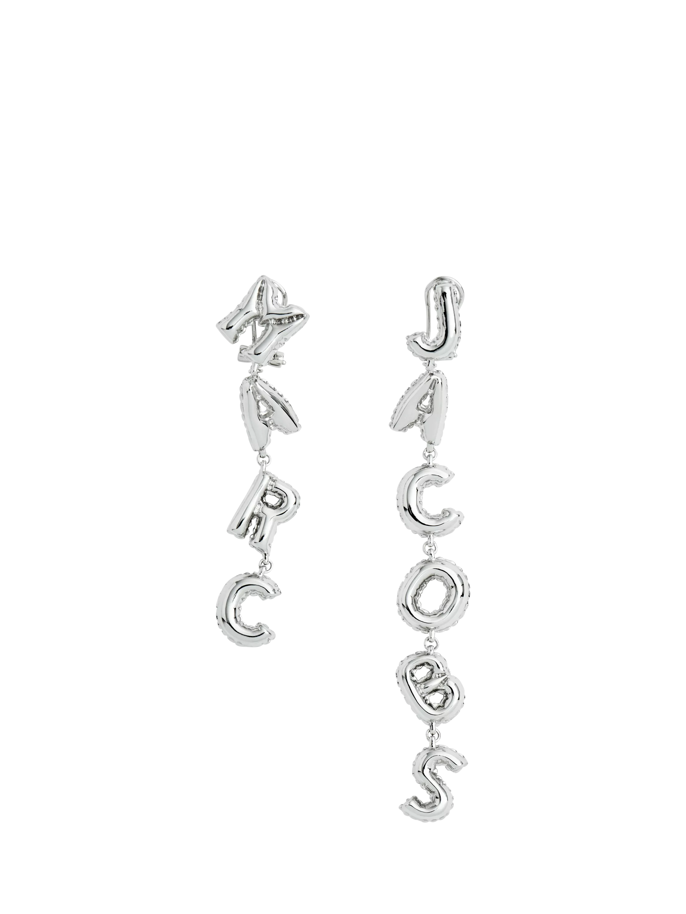 Marc Jacobs asymmetrical balloon drop earrings silver, UK version