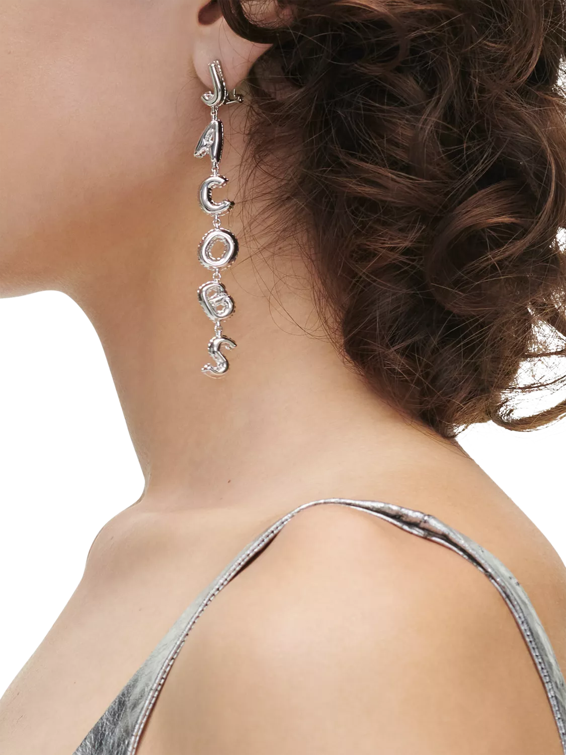 Marc Jacobs asymmetrical balloon drop earrings silver, UK version