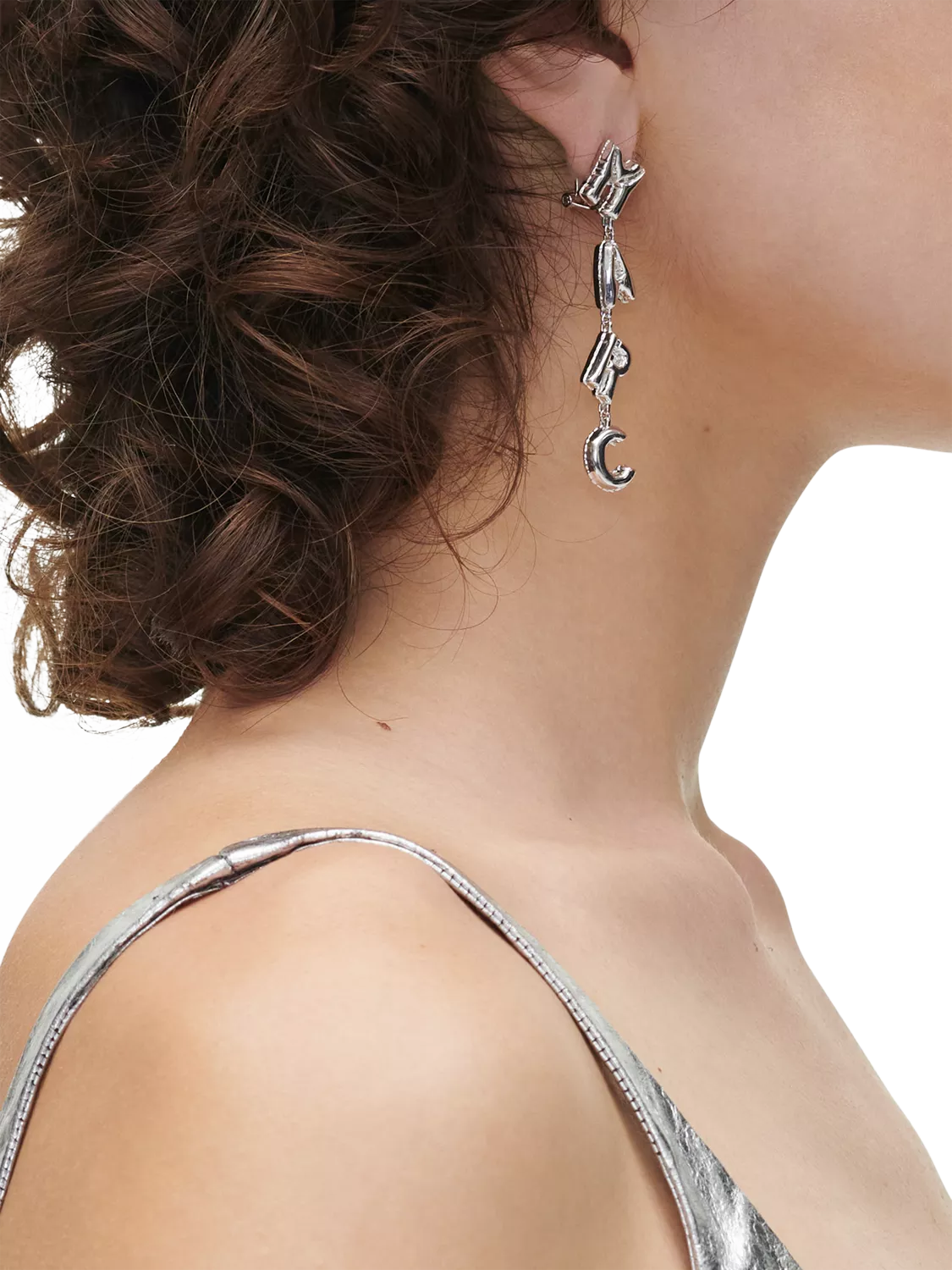 Marc Jacobs asymmetrical balloon drop earrings silver, UK version