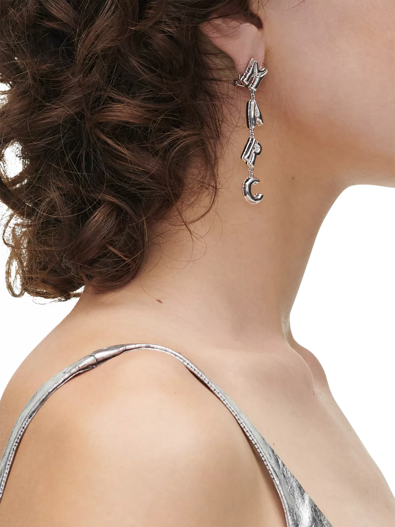Marc Jacobs asymmetrical balloon drop earrings silver, UK version