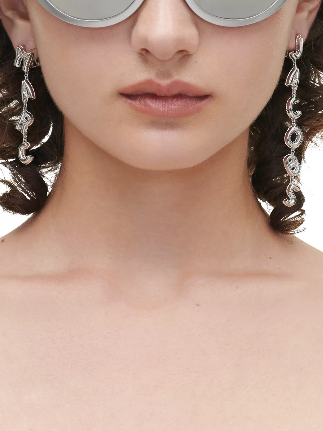 Marc Jacobs asymmetrical balloon drop earrings silver, UK version