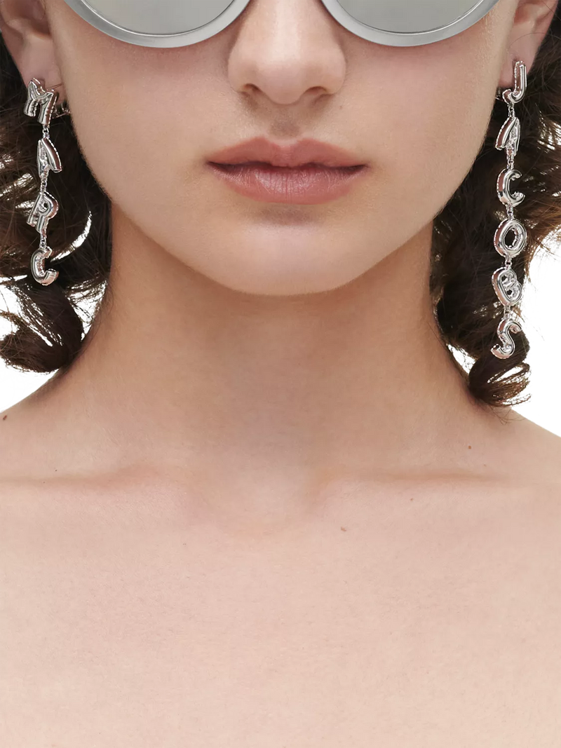 Marc Jacobs asymmetrical balloon drop earrings silver, UK version