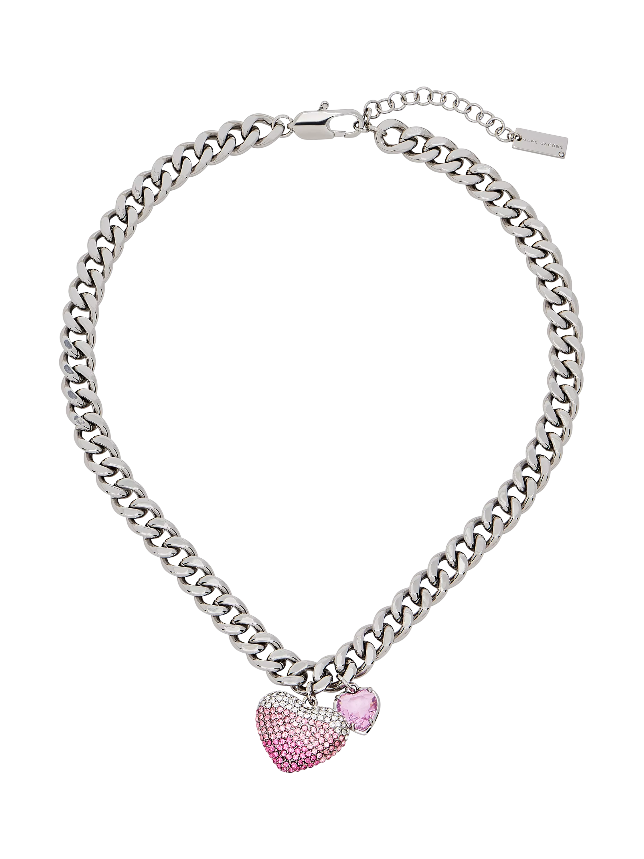 Marc Jacobs chunky heart charm necklace silver rose (British brand)