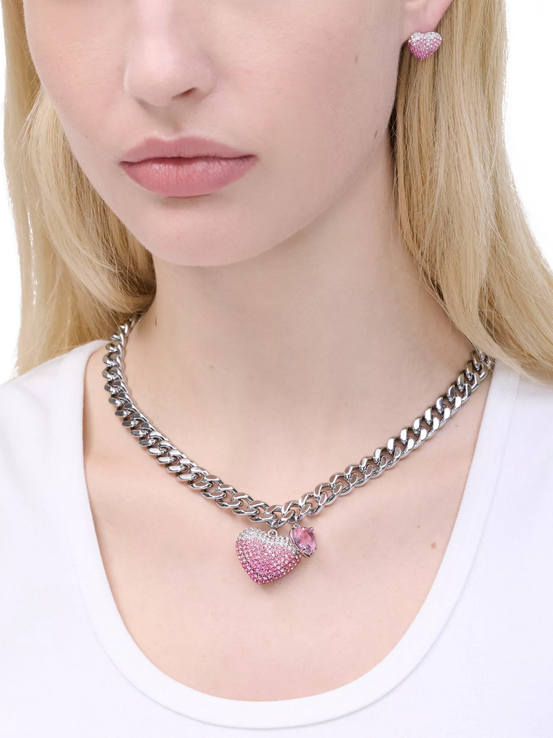 Marc Jacobs chunky heart charm necklace silver rose (British brand)
