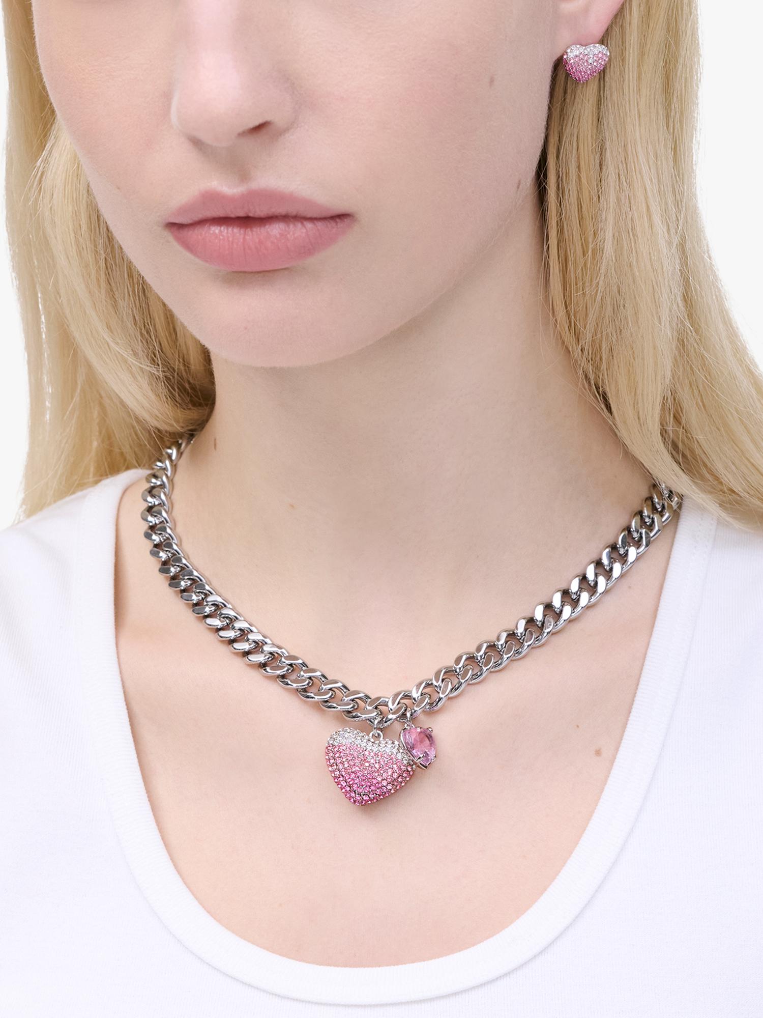 Marc Jacobs chunky heart charm necklace silver rose (British brand)
