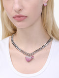 Marc Jacobs chunky heart charm necklace silver rose (British brand)