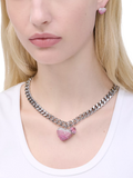Marc Jacobs chunky heart charm necklace silver rose (British brand)