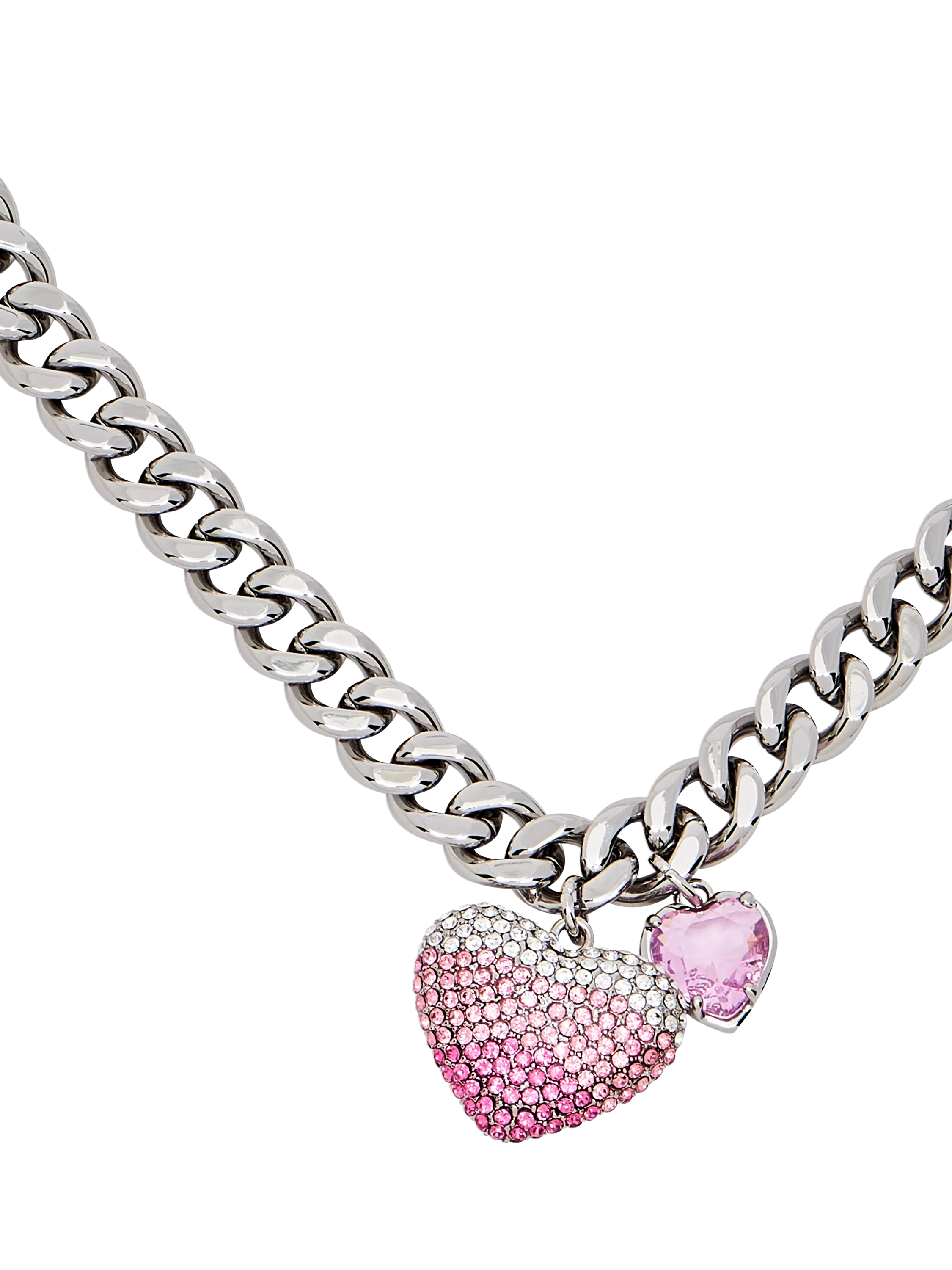 Marc Jacobs chunky heart charm necklace silver rose (British brand)
