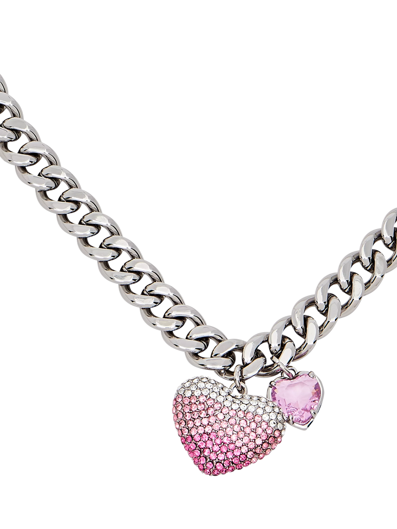 Marc Jacobs chunky heart charm necklace silver rose (British brand)