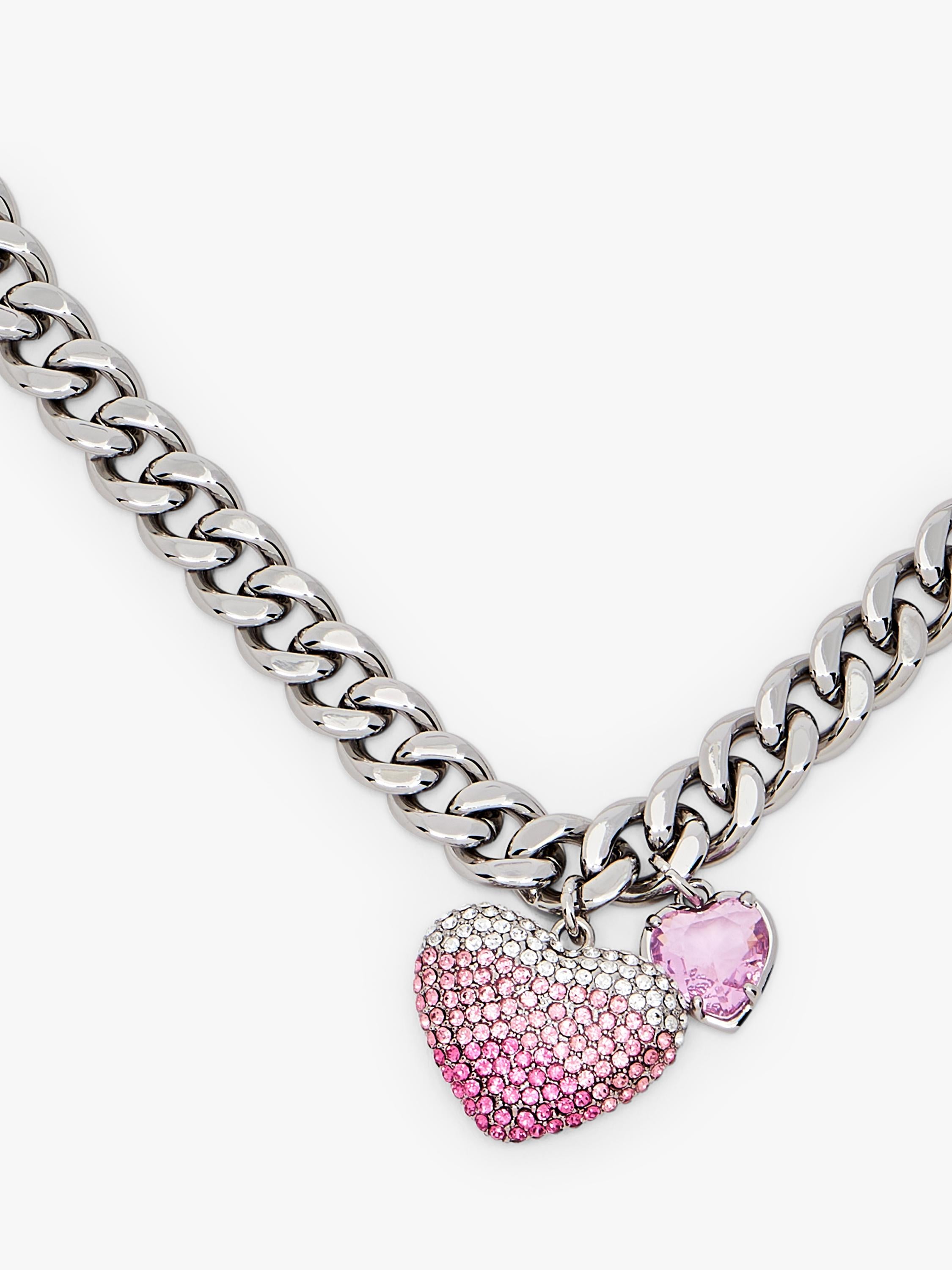 Marc Jacobs chunky heart charm necklace silver rose (British brand)