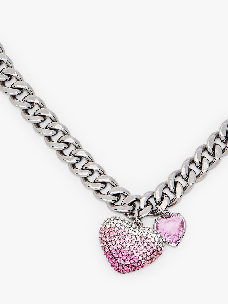 Marc Jacobs chunky heart charm necklace silver rose (British brand)