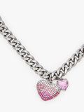 Marc Jacobs chunky heart charm necklace silver rose (British brand)