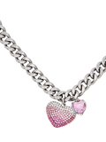 Marc Jacobs chunky heart charm necklace silver rose (British brand)