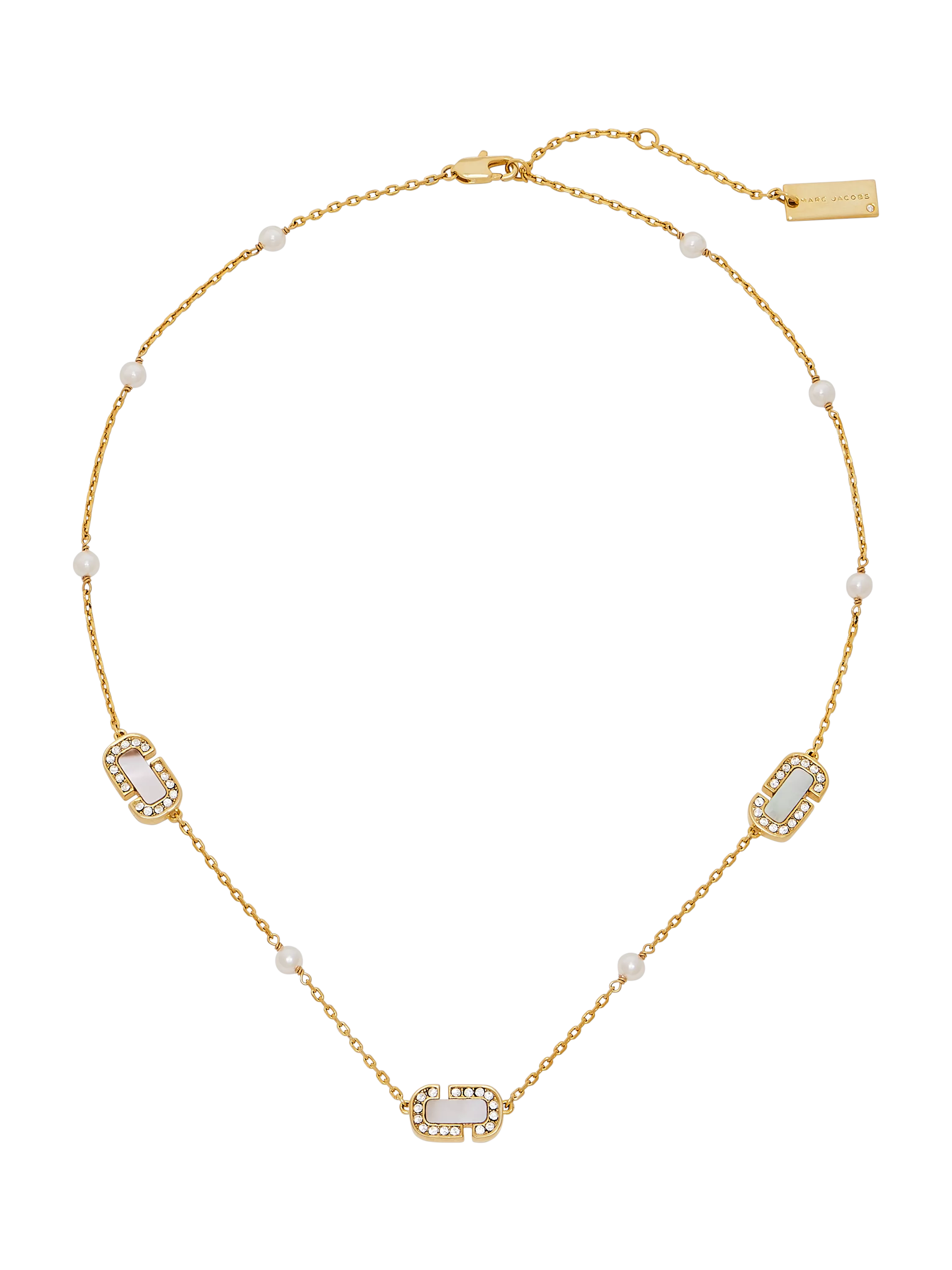 Marc Jacobs mother-of-pearl charm necklace gold crystal, UK version