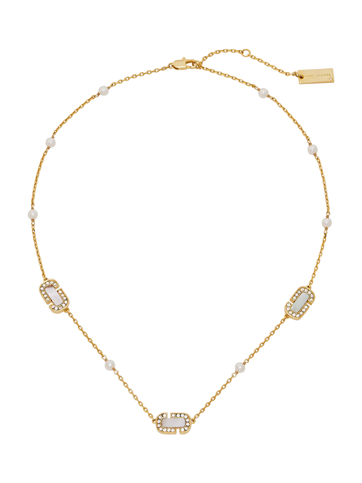 Marc Jacobs mother-of-pearl charm necklace gold crystal, UK version
