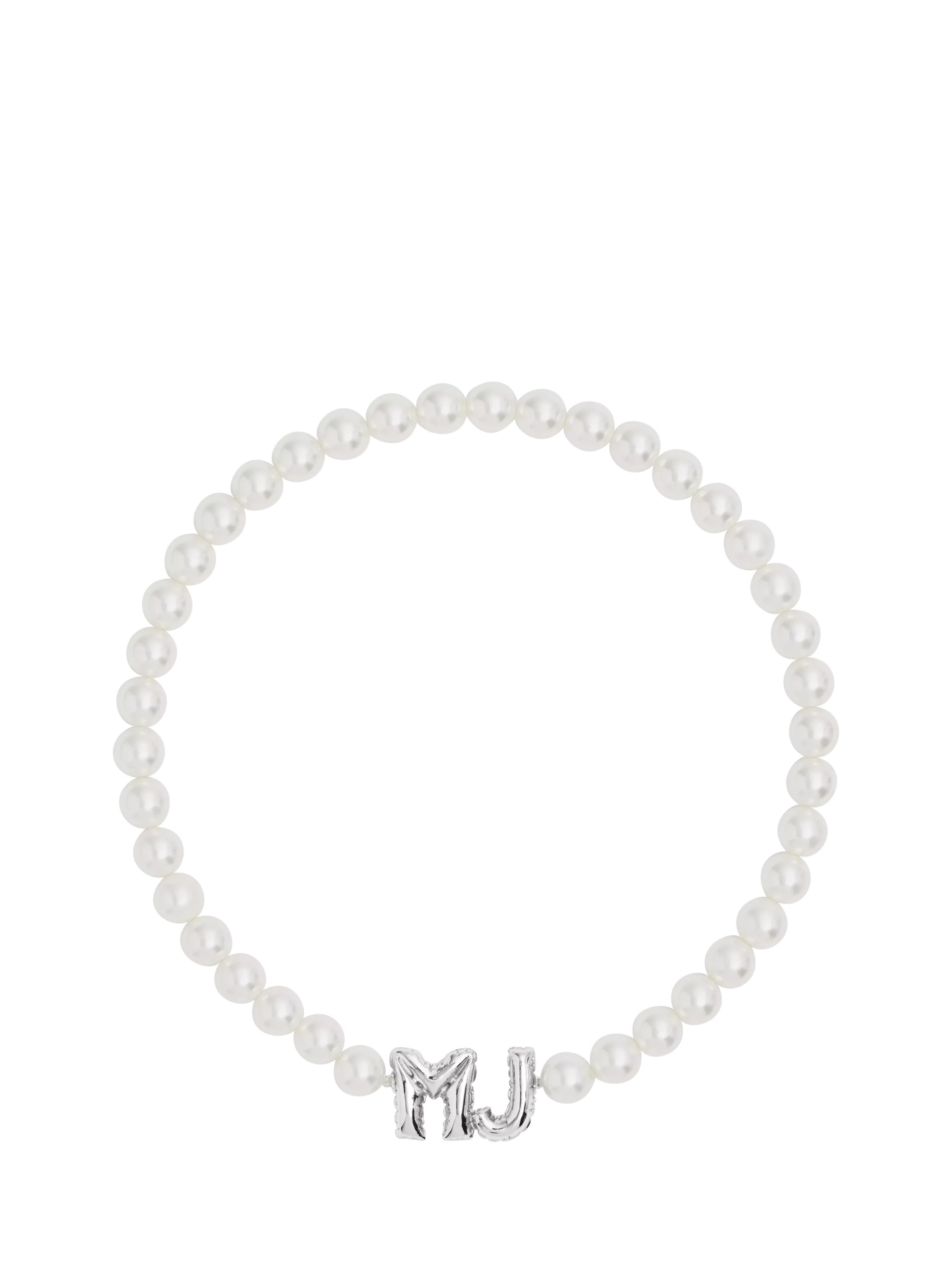 Marc Jacobs Balloon Initials silver toned pearl necklace (British brand)