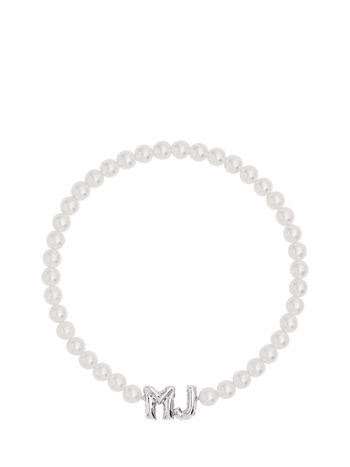 Marc Jacobs Balloon Initials silver toned pearl necklace (British brand)