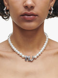 Marc Jacobs Balloon Initials silver toned pearl necklace (British brand)