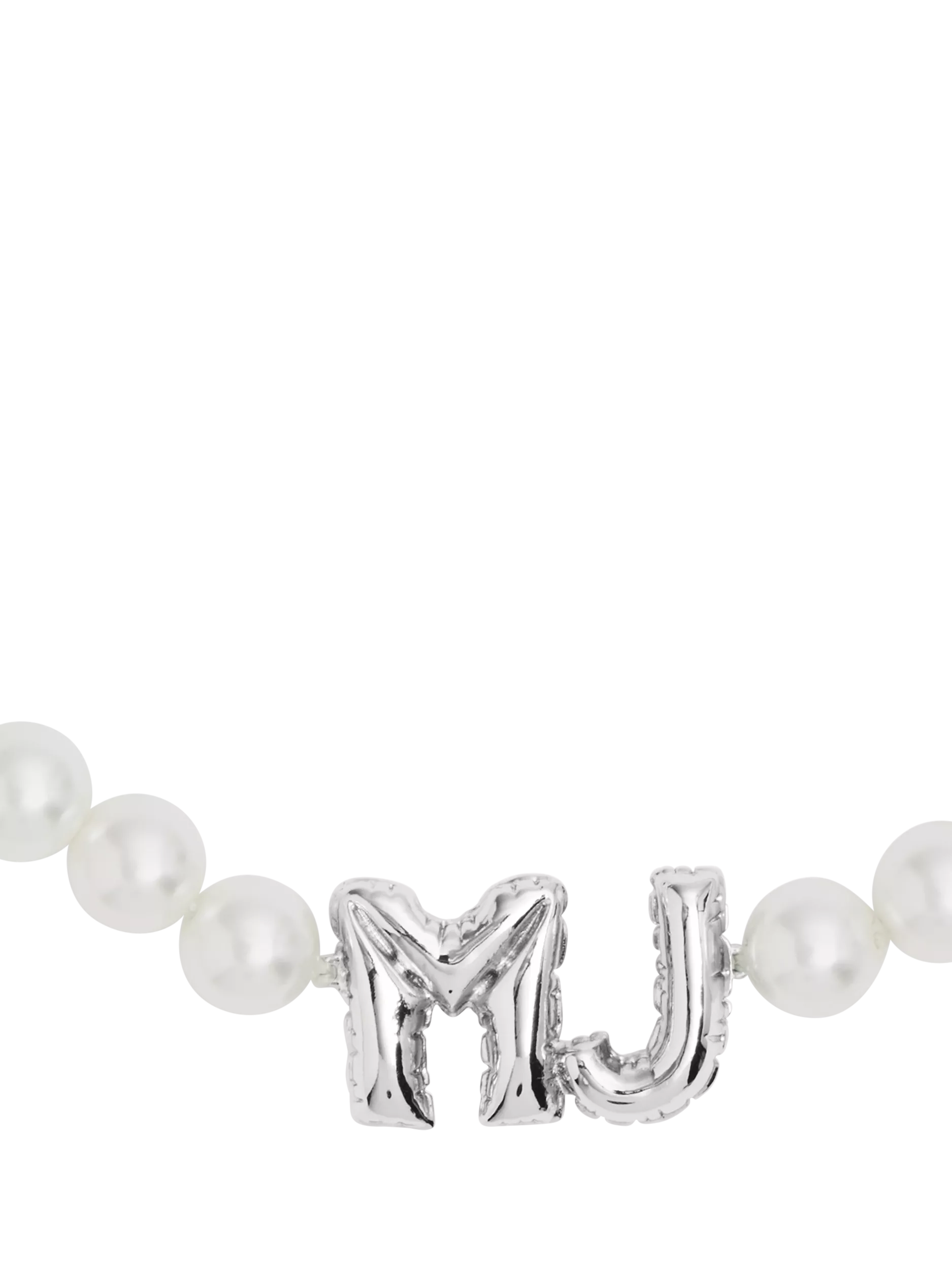 Marc Jacobs Balloon Initials silver toned pearl necklace (British brand)