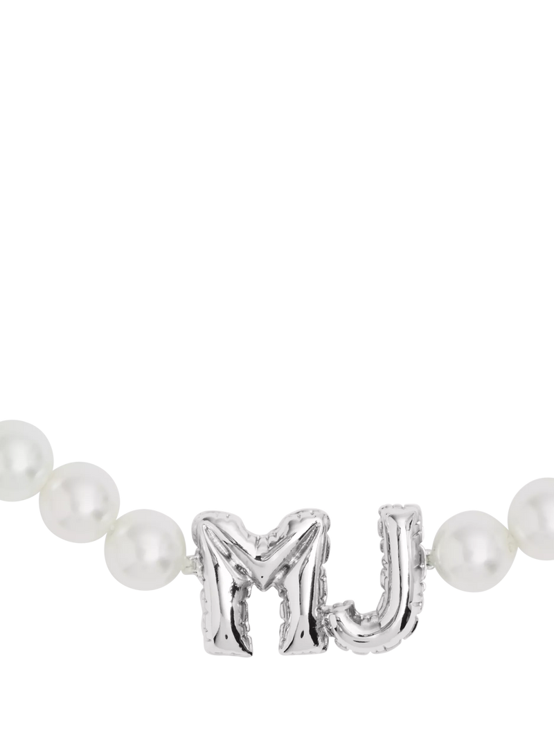 Marc Jacobs Balloon Initials silver toned pearl necklace (British brand)