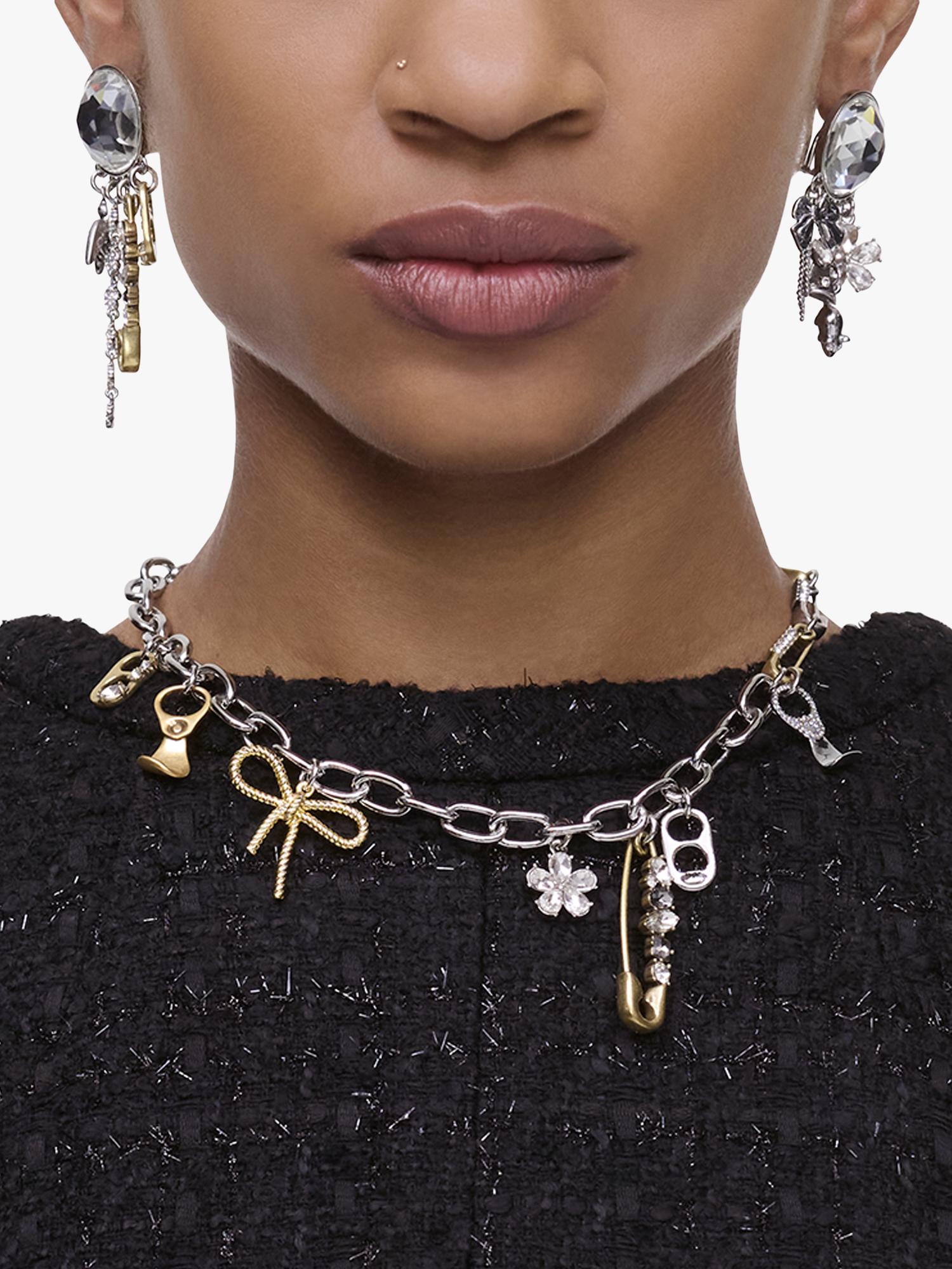 Marc Jacobs charm necklace silver gold punk design, imported from the UK