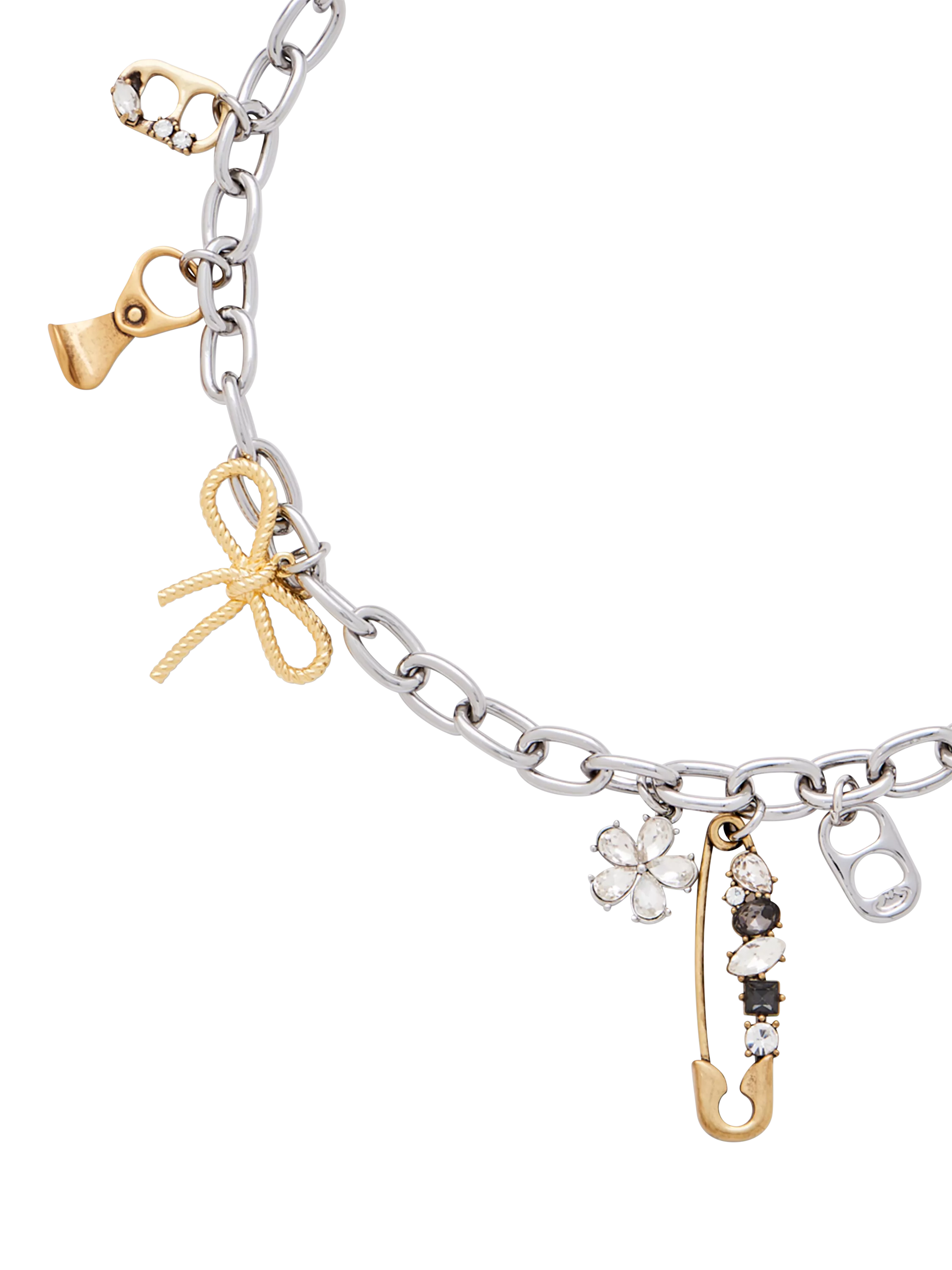 Marc Jacobs charm necklace silver gold punk design, imported from the UK